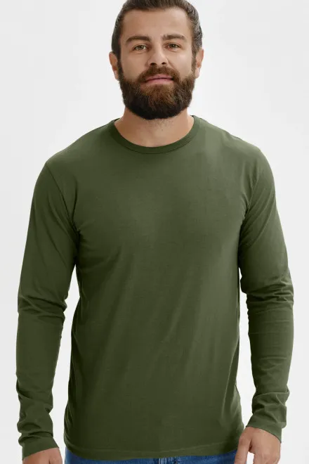 Heren T-shirt met lange mouwen, khaki
