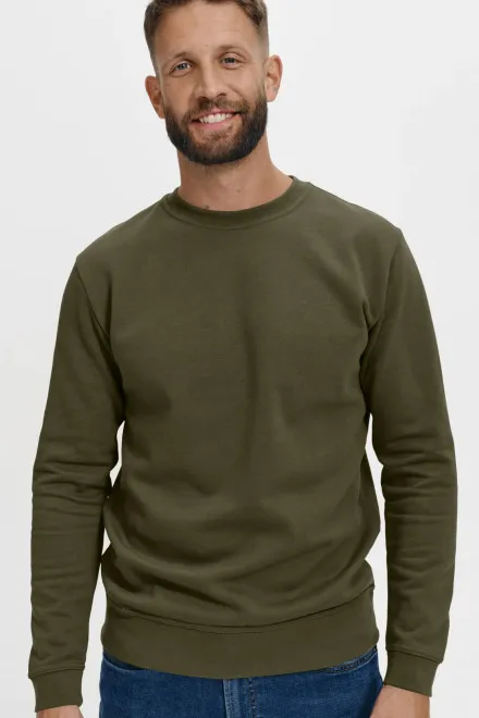 Heren/kinder sweatshirt over het hoofd, zonder capuchon, military