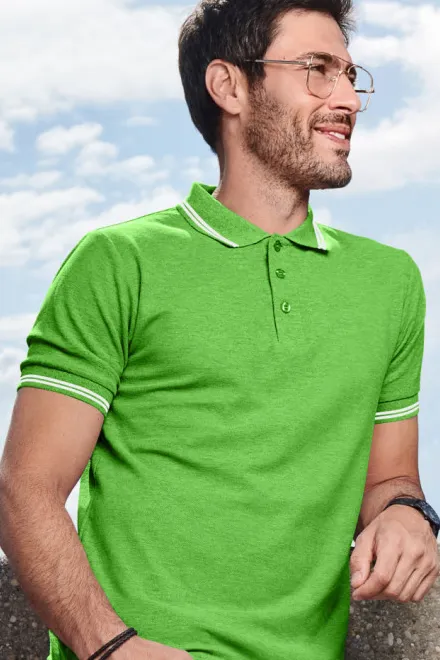 Herre kontrast polo shirt, æblegrøn