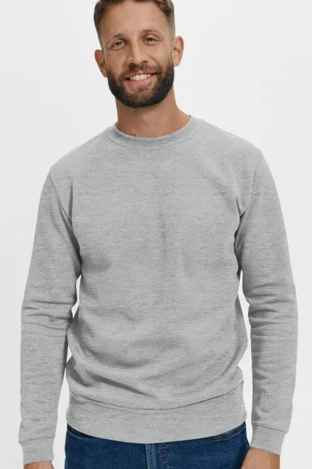 Herren/Kinder Sweatshirt ohne Kapuze, hellgrauer Marmor