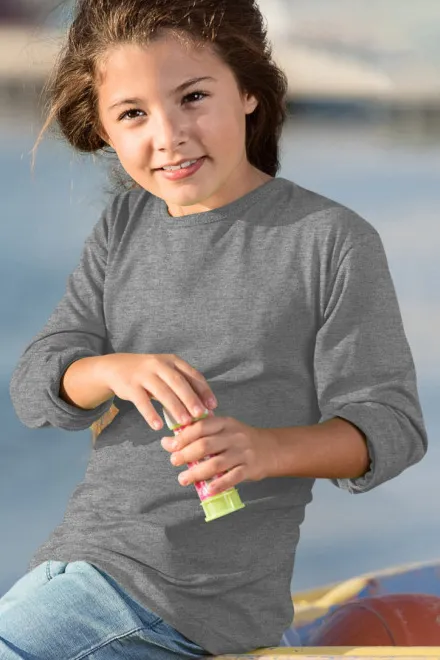 Kinder T-shirt met lange mouwen, donkergrijs marmer