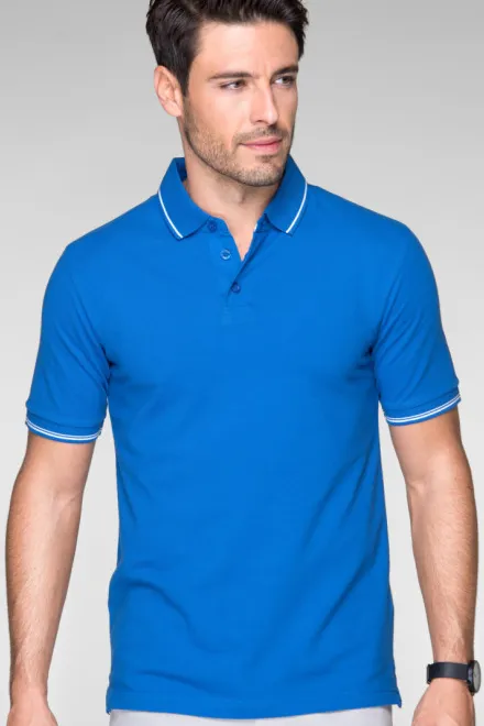 Kontrastiertes Poloshirt für Herren, meerblau