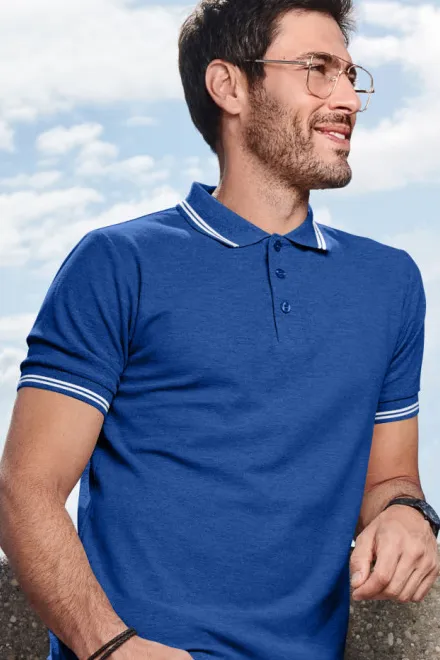 Kontrastiertes Poloshirt für Herren, königsblau