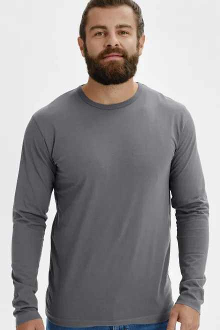 Långärmad T-shirt herr, stålgrå