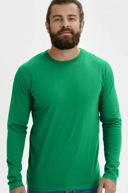Langärmliges T-Shirt für Männer, Grasgrün
