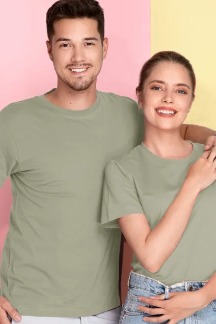 Lätt T-shirt med korta ärmar, ljus khaki