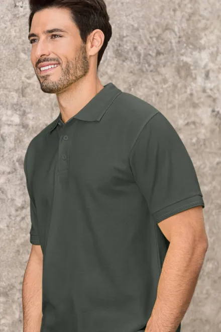 Los poloshirt voor heren, donkere leisteen