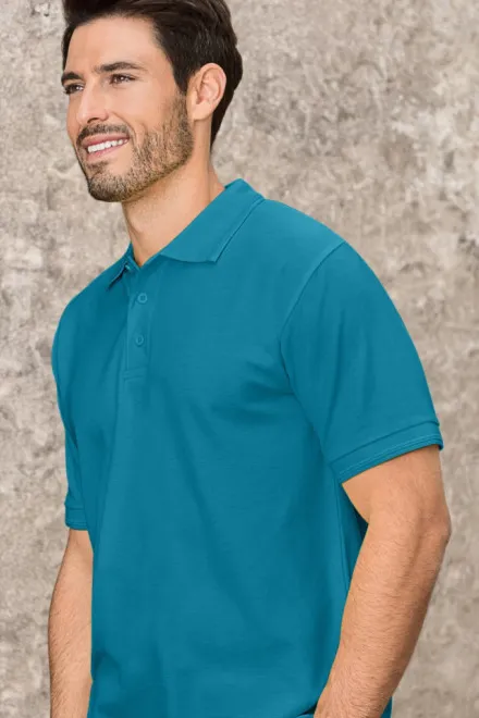 Mænds løs poloshirt, mørk turkis