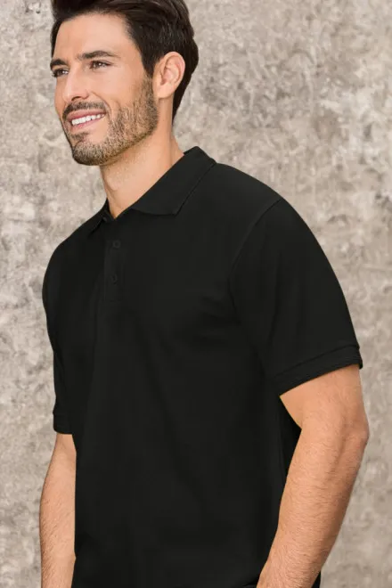 Mænds løs poloshirt, sort