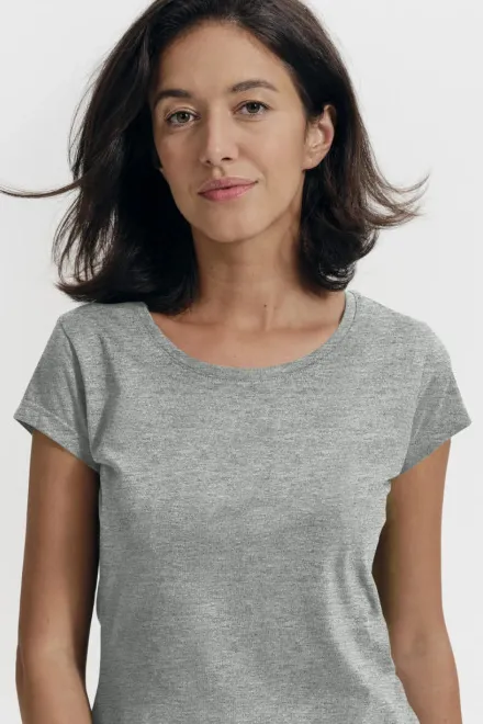 Moteriški ploni marškinėliai su apvalia iškirpte, tamsiai pilkas marmuras