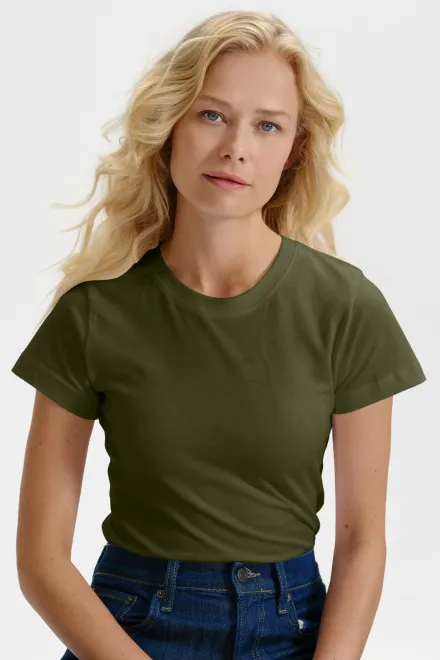 Naisten yksinkertainen T-paita, military