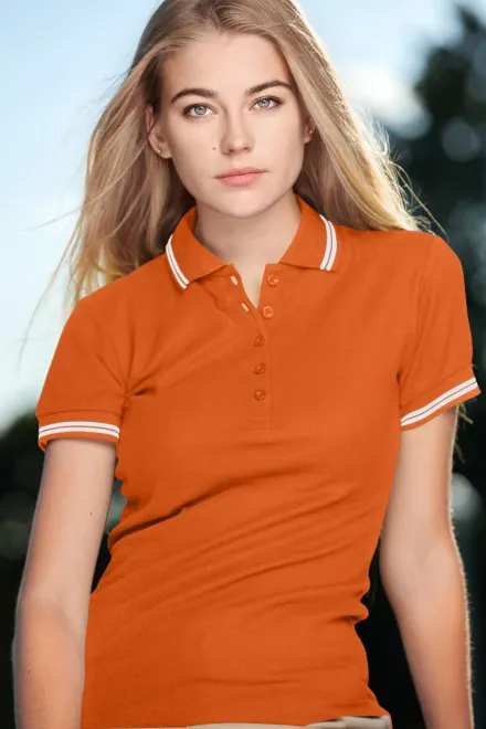 Polo de mujer en contraste, naranja