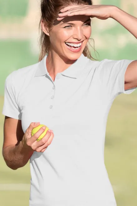 Slim Fit Poloshirt für Damen, weiß