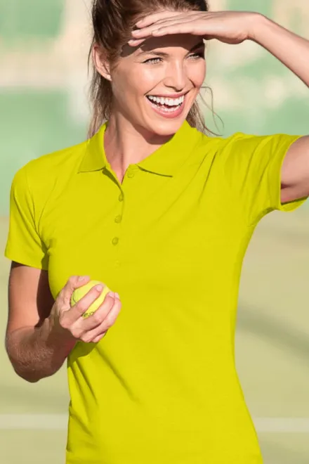Slim Fit Poloshirt für Damen, zitronengelb
