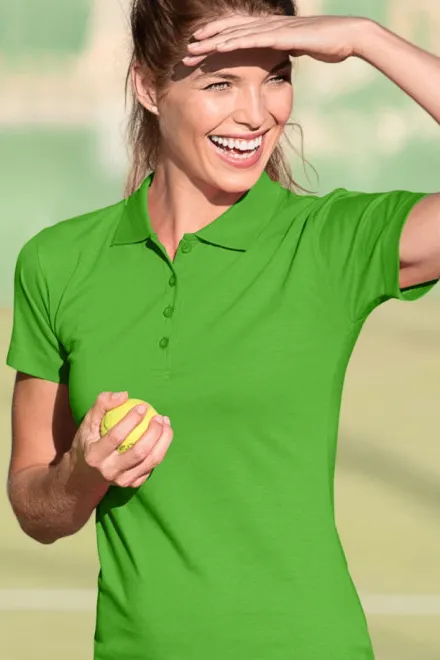 Slim-fit poloshirt voor dames, appel groen