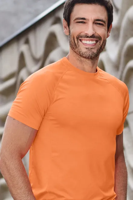 Sport-T-Shirt für Herren, Neon Mandarine