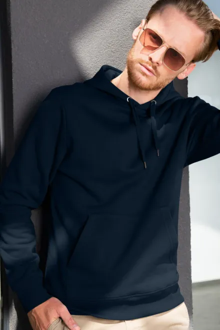 Sudadera de hombre con capucha sin cremallera, azul oscuro