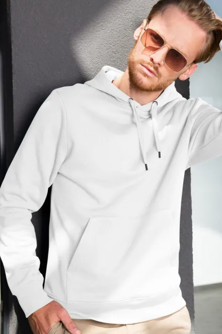 Sweat homme à capuche sans zip, blanche