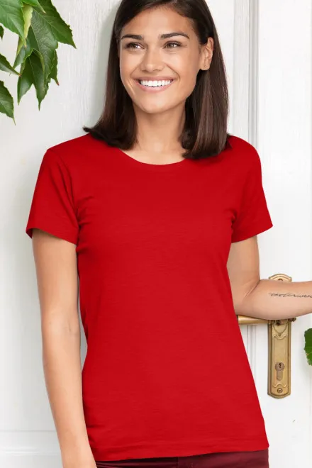 T-shirt femme, coton bio texturé, rouge