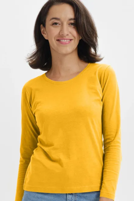 T-shirt för kvinnor med långa ärmar, gul