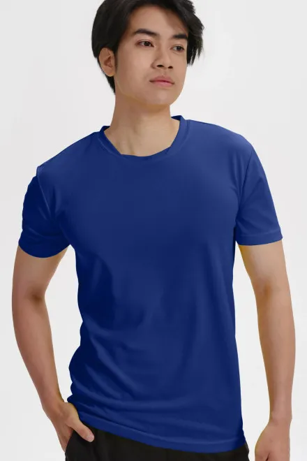 T-shirt met asymmetrische halslijn, koningsblauw
