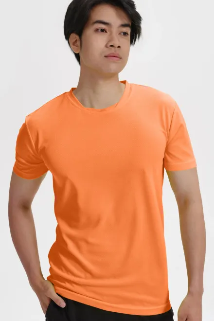 T-Shirt mit asymmetrischem Ausschnitt, Neon Mandarine
