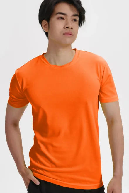 T-Shirt mit asymmetrischem Ausschnitt, neon orange