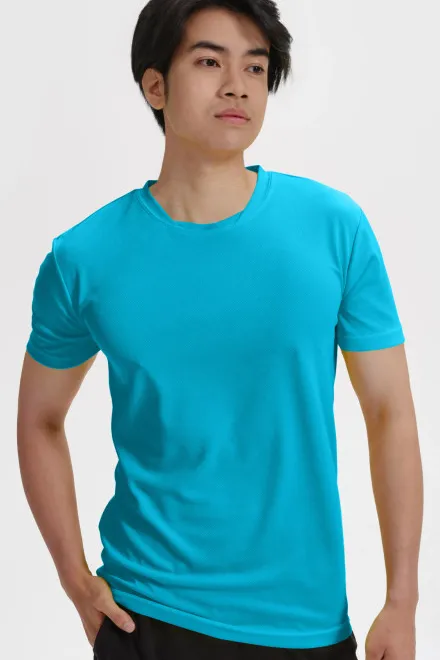 T-Shirt mit asymmetrischem Ausschnitt, türkis