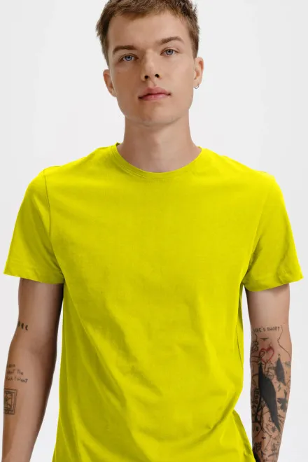 T-shirt til mænd i økologisk bomuld, citrongul