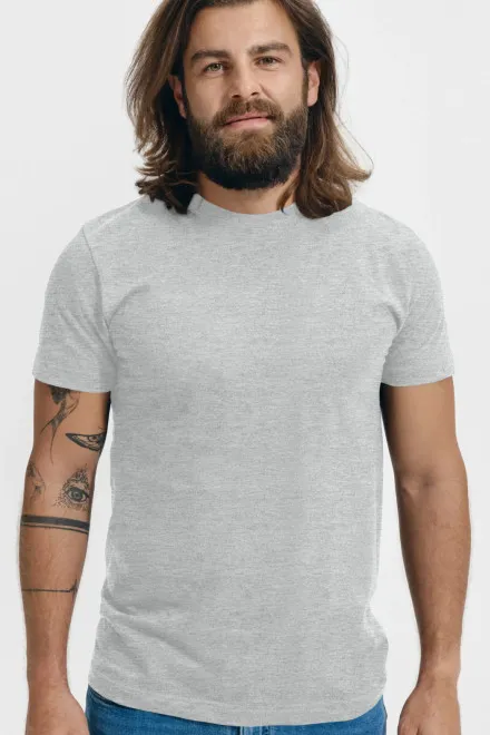 Tričko vyšší gramáže unisex, světlešedý melír