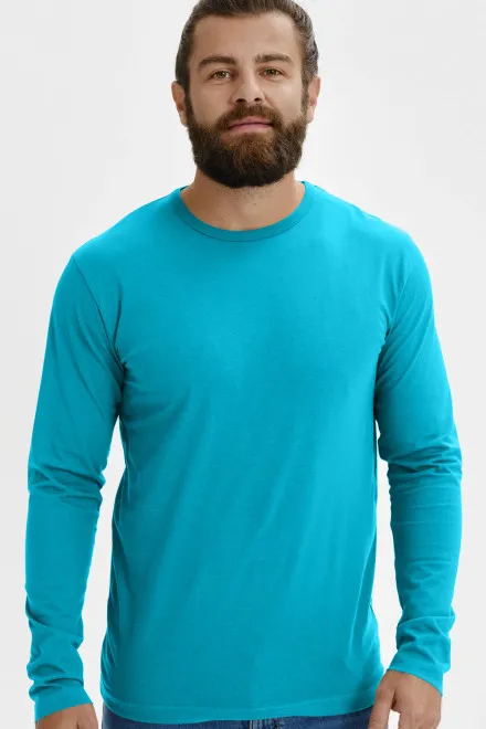 Tricou bărbătesc cu mânecă lungă, turcoaz
