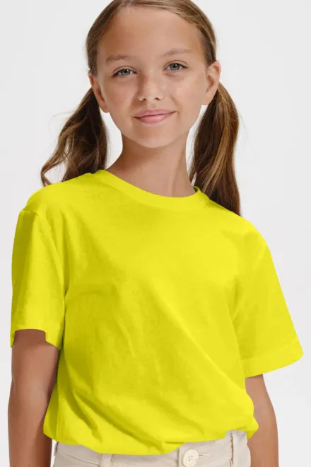 Tricou simplu pentru copii, galben de lămâie