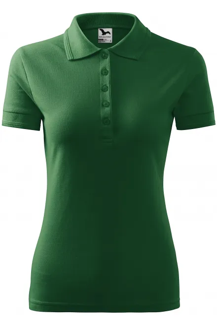 Moteriški elegantiški polo marškinėliai - butelis žalias, S