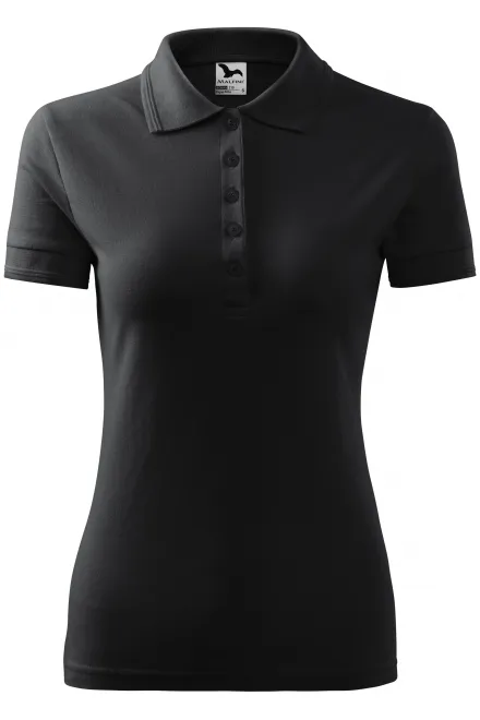 Moteriški elegantiški polo marškinėliai - juodmedžio pilka, S