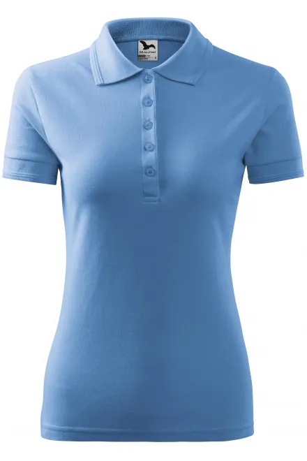 Moteriški elegantiški polo marškinėliai - mėlynas dangus, S