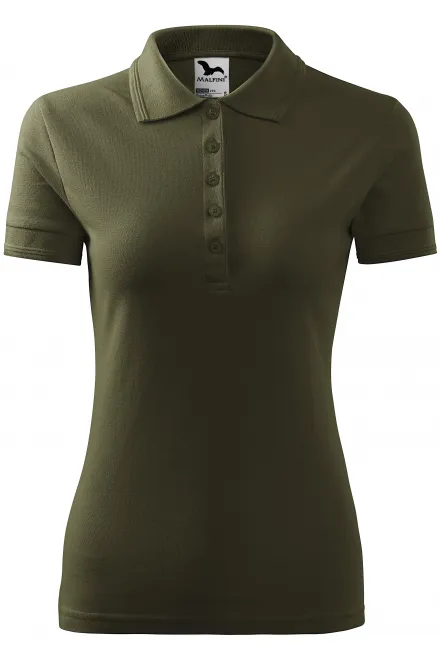 Moteriški elegantiški polo marškinėliai - military, S