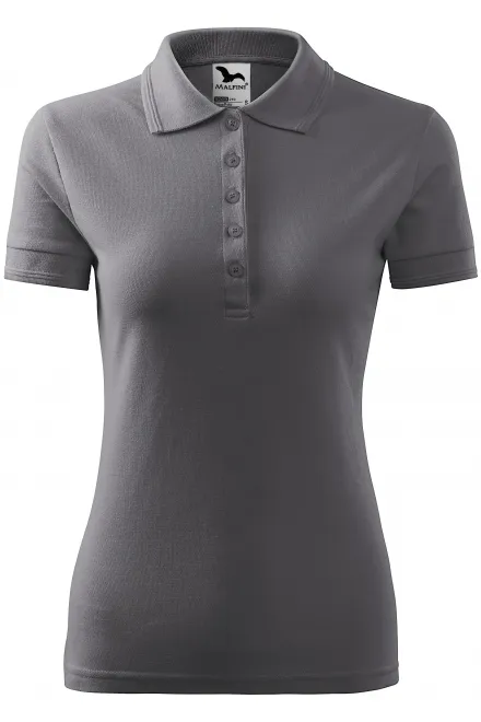 Moteriški elegantiški polo marškinėliai - plieno pilka, S
