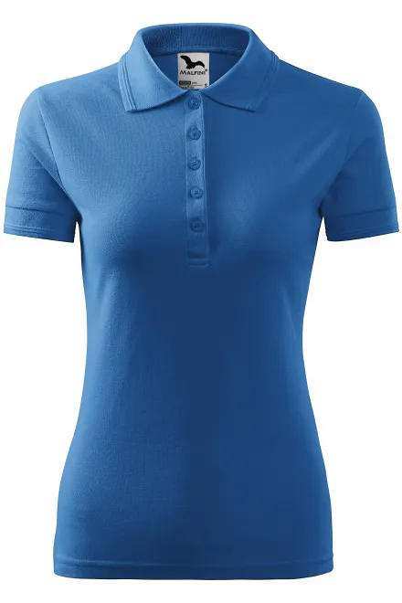 Moteriški elegantiški polo marškinėliai - šviesiai mėlynas, S
