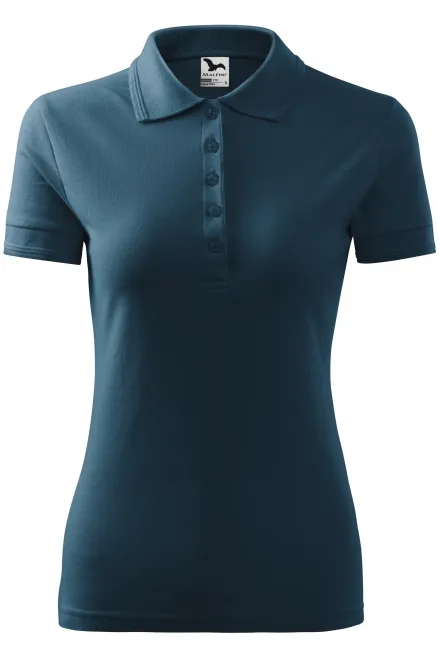 Moteriški elegantiški polo marškinėliai - tamsiai mėlyna, S