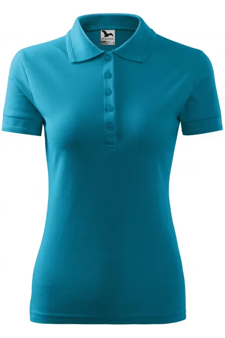Moteriški elegantiški polo marškinėliai - tamsiai turkis, S