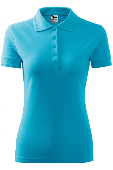 Moteriški elegantiški polo marškinėliai - turkis, S