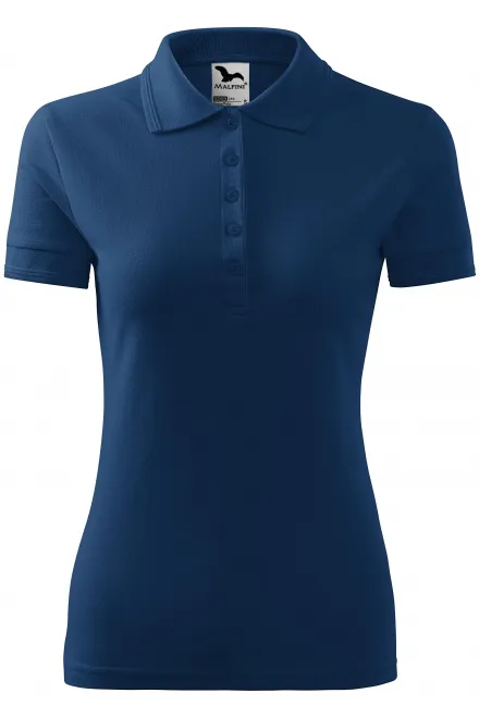 Moteriški elegantiški polo marškinėliai - vidurnakčio mėlyna, S