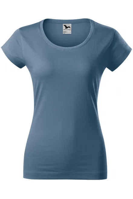 Slim Fit Damen T-Shirt mit rundem Halsausschnitt - denim, XS