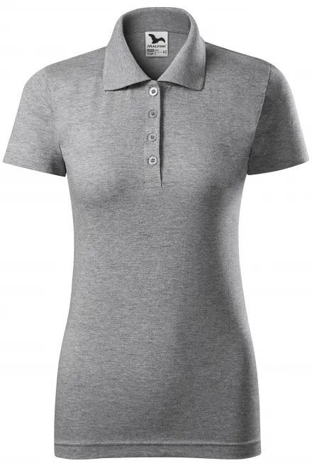 Slim Fit Poloshirt für Damen - dunkelgrauer Marmor, XS