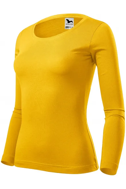 Women's T-shirt with long sleeves, yellow